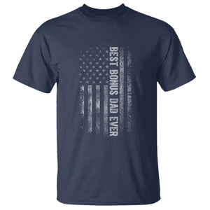 Funny Best Bonus Dad Ever T Shirt Fathers Day American Flag TS11 Navy Print Your Wear