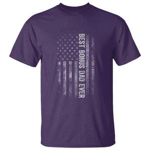 Funny Best Bonus Dad Ever T Shirt Fathers Day American Flag TS11 Purple Print Your Wear