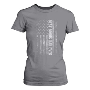 Funny Best Bonus Dad Ever T Shirt For Women Fathers Day American Flag TS11 Charcoal Print Your Wear