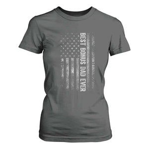 Funny Best Bonus Dad Ever T Shirt For Women Fathers Day American Flag TS11 Dark Heather Print Your Wear