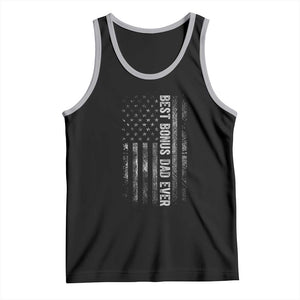 Funny Best Bonus Dad Ever Tank Top Fathers Day American Flag TS11 Black Athletic Heather Print Your Wear