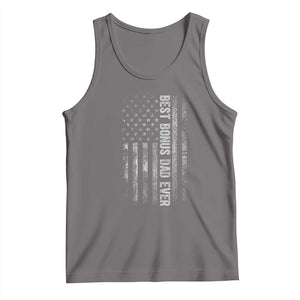 Funny Best Bonus Dad Ever Tank Top Fathers Day American Flag TS11 Deep Heather Print Your Wear