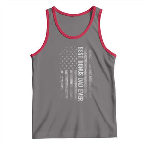Funny Best Bonus Dad Ever Tank Top Fathers Day American Flag TS11 Deep Heather Red Print Your Wear