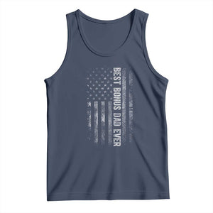 Funny Best Bonus Dad Ever Tank Top Fathers Day American Flag TS11 Navy Print Your Wear