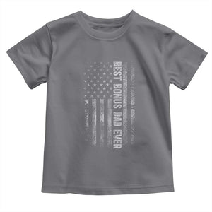 Funny Best Bonus Dad Ever Toddler T Shirt Fathers Day American Flag TS11 Charcoal Print Your Wear