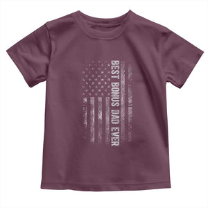 Funny Best Bonus Dad Ever Toddler T Shirt Fathers Day American Flag TS11 Maroon Print Your Wear