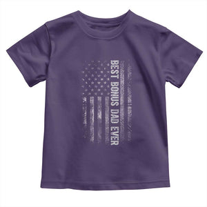 Funny Best Bonus Dad Ever Toddler T Shirt Fathers Day American Flag TS11 Purple Print Your Wear