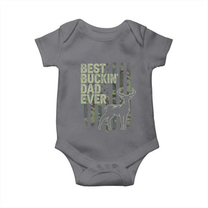 Funny Best Buckin Dad Ever Baby Onesie Deer Hunting Camo American Flag TS11 Charcoal Print Your Wear