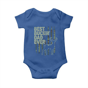Funny Best Buckin Dad Ever Baby Onesie Deer Hunting Camo American Flag TS11 Royal Blue Print Your Wear