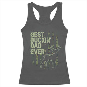 Funny Best Buckin Dad Ever Racerback Tank Top Deer Hunting Camo American Flag TS11 Dark Heather Print Your Wear