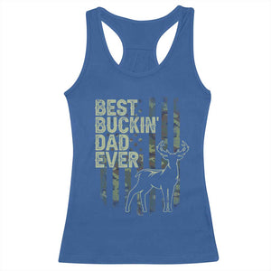 Funny Best Buckin Dad Ever Racerback Tank Top Deer Hunting Camo American Flag TS11 Royal Blue Print Your Wear