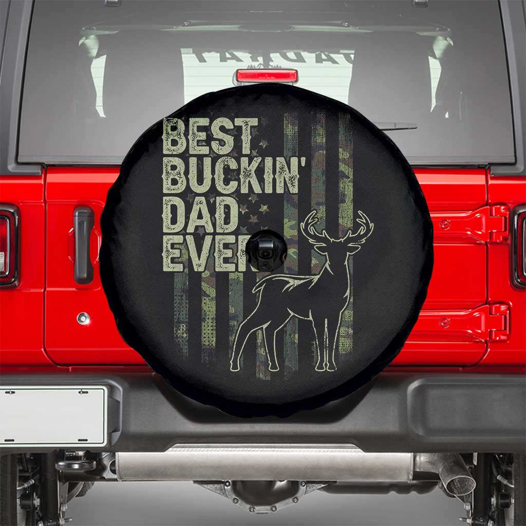 Funny Best Buckin Dad Ever Spare Tire Cover Deer Hunting Camo American Flag TS11 Black Print Your Wear