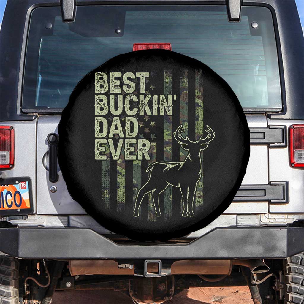 Funny Best Buckin Dad Ever Spare Tire Cover Deer Hunting Camo American Flag TS11 No hole Black Print Your Wear