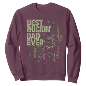 Funny Best Buckin Dad Ever Sweatshirt Deer Hunting Camo American Flag TS11 Maroon Print Your Wear