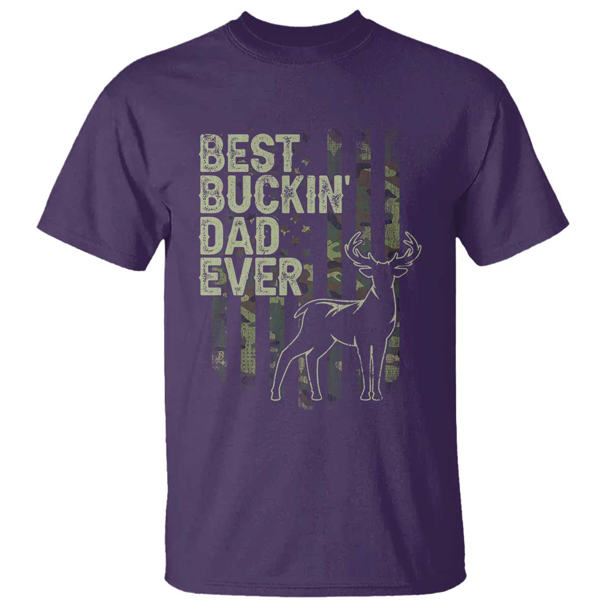 Funny Best Buckin Dad Ever T Shirt Deer Hunting Camo American Flag TS11 Purple Print Your Wear