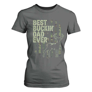 Funny Best Buckin Dad Ever T Shirt For Women Deer Hunting Camo American Flag TS11 Dark Heather Print Your Wear