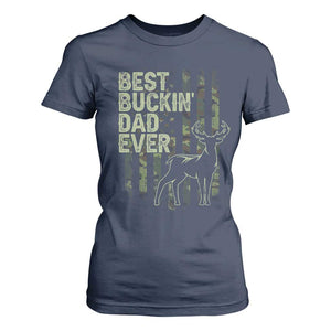 Funny Best Buckin Dad Ever T Shirt For Women Deer Hunting Camo American Flag TS11 Navy Print Your Wear