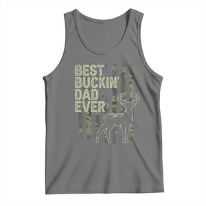 Funny Best Buckin Dad Ever Tank Top Deer Hunting Camo American Flag TS11 Black Heather Print Your Wear