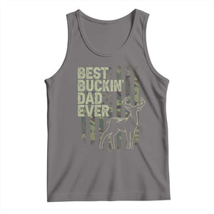 Funny Best Buckin Dad Ever Tank Top Deer Hunting Camo American Flag TS11 Deep Heather Print Your Wear