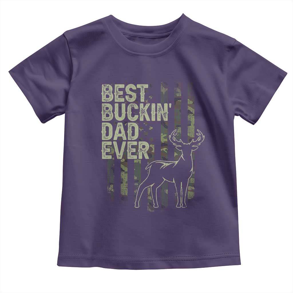 Funny Best Buckin Dad Ever Toddler T Shirt Deer Hunting Camo American Flag TS11 Purple Print Your Wear