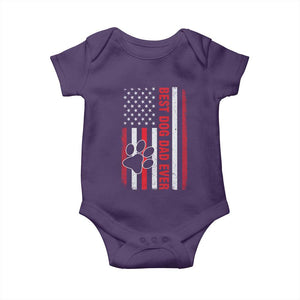 Funny Best Dog Dad Ever Baby Onesie Fathers Day Vintage American Flag Paw Prints TS11 Purple Print Your Wear