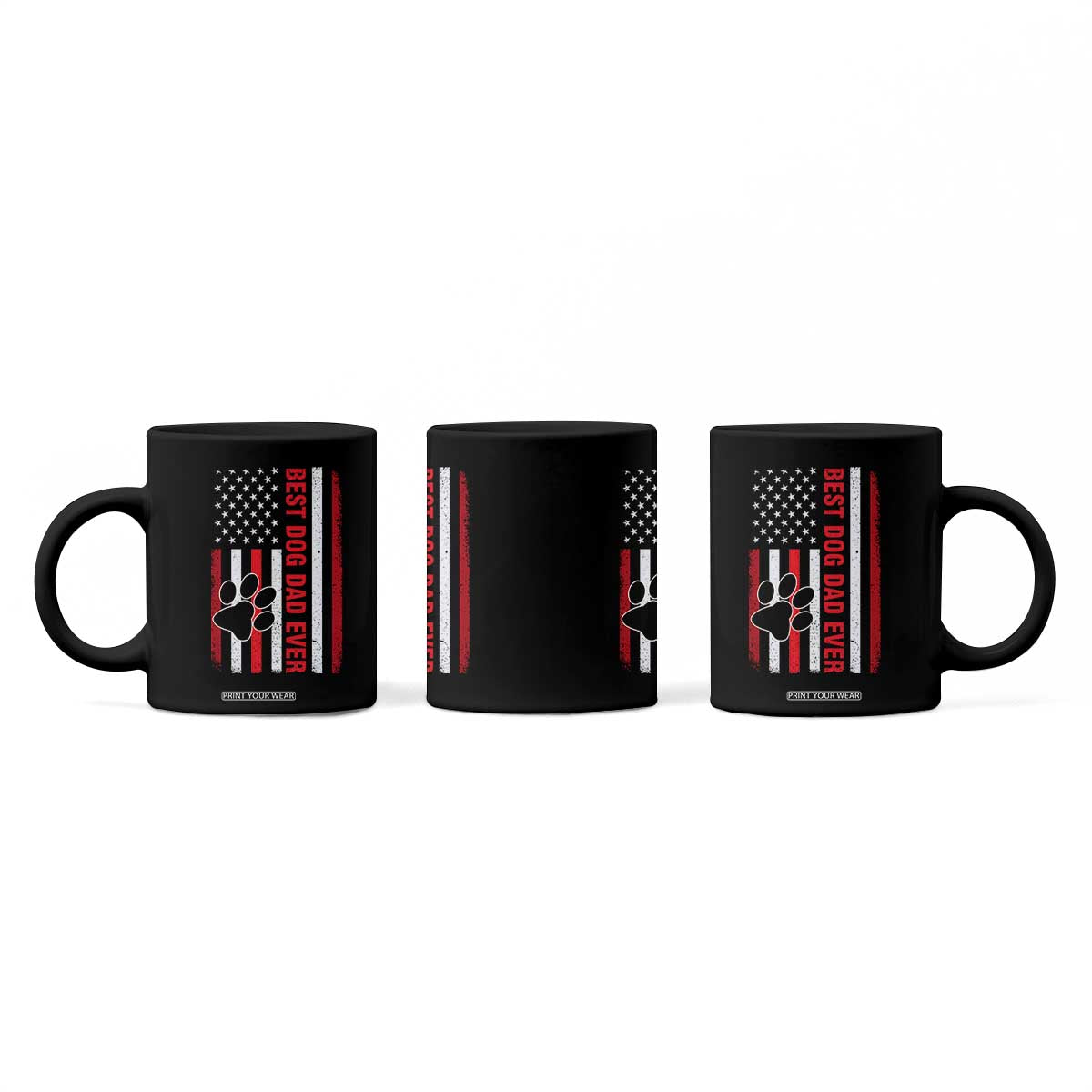 Funny Best Dog Dad Ever Coffee Mug Fathers Day Vintage American Flag Paw Prints TS11 Print Your Wear