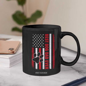 Funny Best Dog Dad Ever Coffee Mug Fathers Day Vintage American Flag Paw Prints TS11 Print Your Wear