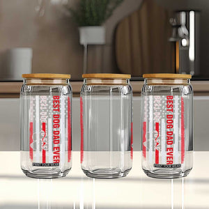 Funny Best Dog Dad Ever Glass Can Fathers Day Vintage American Flag Paw Prints TS11 Print Your Wear