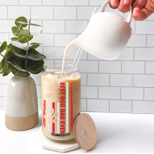 Funny Best Dog Dad Ever Glass Can Fathers Day Vintage American Flag Paw Prints TS11 Print Your Wear