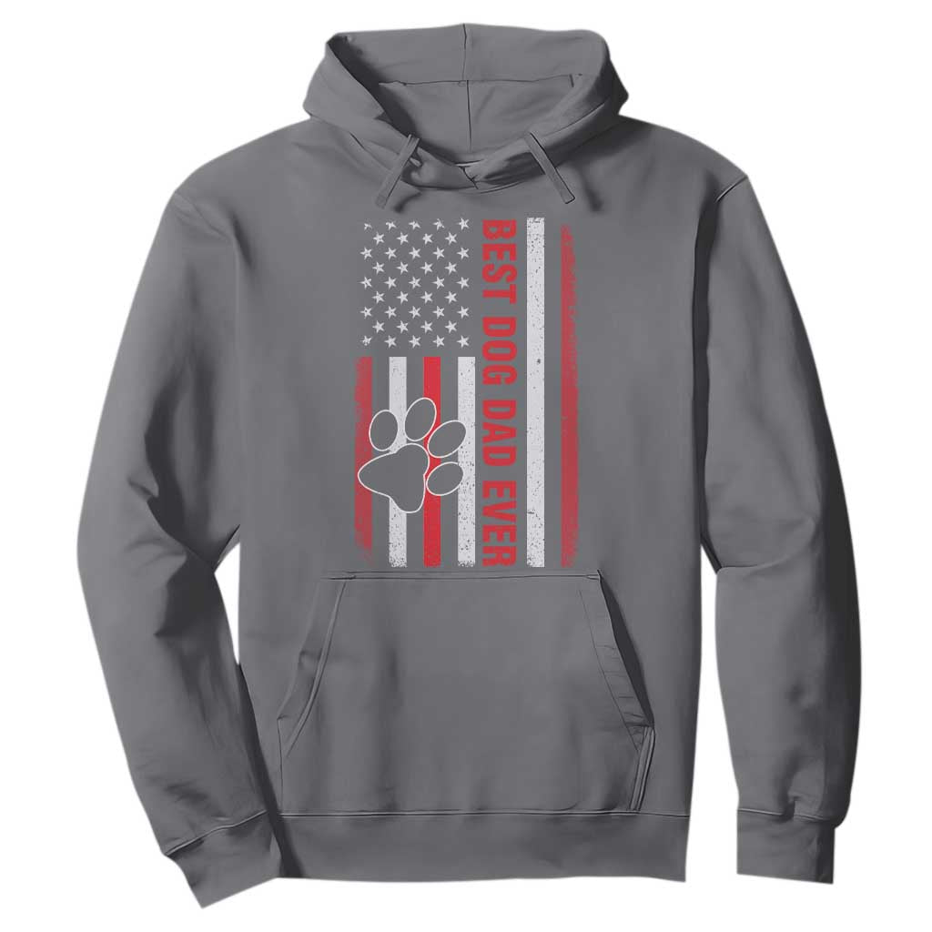 Funny Best Dog Dad Ever Hoodie Fathers Day Vintage American Flag Paw Prints TS11 Charcoal Print Your Wear