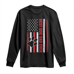 Funny Best Dog Dad Ever Long Sleeve Shirt Fathers Day Vintage American Flag Paw Prints TS11 Black Print Your Wear