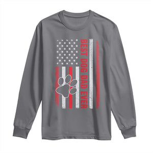 Funny Best Dog Dad Ever Long Sleeve Shirt Fathers Day Vintage American Flag Paw Prints TS11 Charcoal Print Your Wear