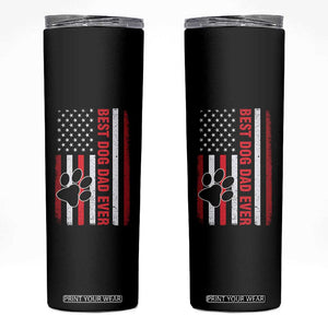 Funny Best Dog Dad Ever Skinny Tumbler Fathers Day Vintage American Flag Paw Prints TS11 Black Print Your Wear