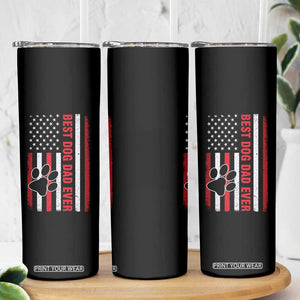 Funny Best Dog Dad Ever Skinny Tumbler Fathers Day Vintage American Flag Paw Prints TS11 Print Your Wear