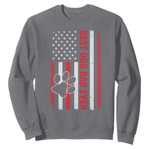 Funny Best Dog Dad Ever Sweatshirt Fathers Day Vintage American Flag Paw Prints TS11 Charcoal Print Your Wear