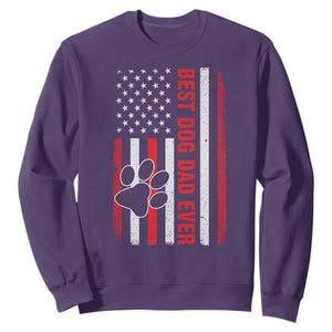 Funny Best Dog Dad Ever Sweatshirt Fathers Day Vintage American Flag Paw Prints TS11 Purple Print Your Wear