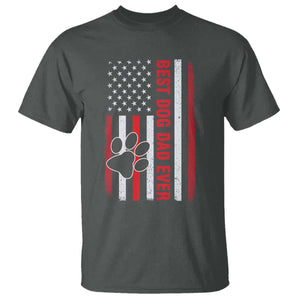 Funny Best Dog Dad Ever T Shirt Fathers Day Vintage American Flag Paw Prints TS11 Dark Heather Print Your Wear