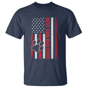 Funny Best Dog Dad Ever T Shirt Fathers Day Vintage American Flag Paw Prints TS11 Navy Print Your Wear