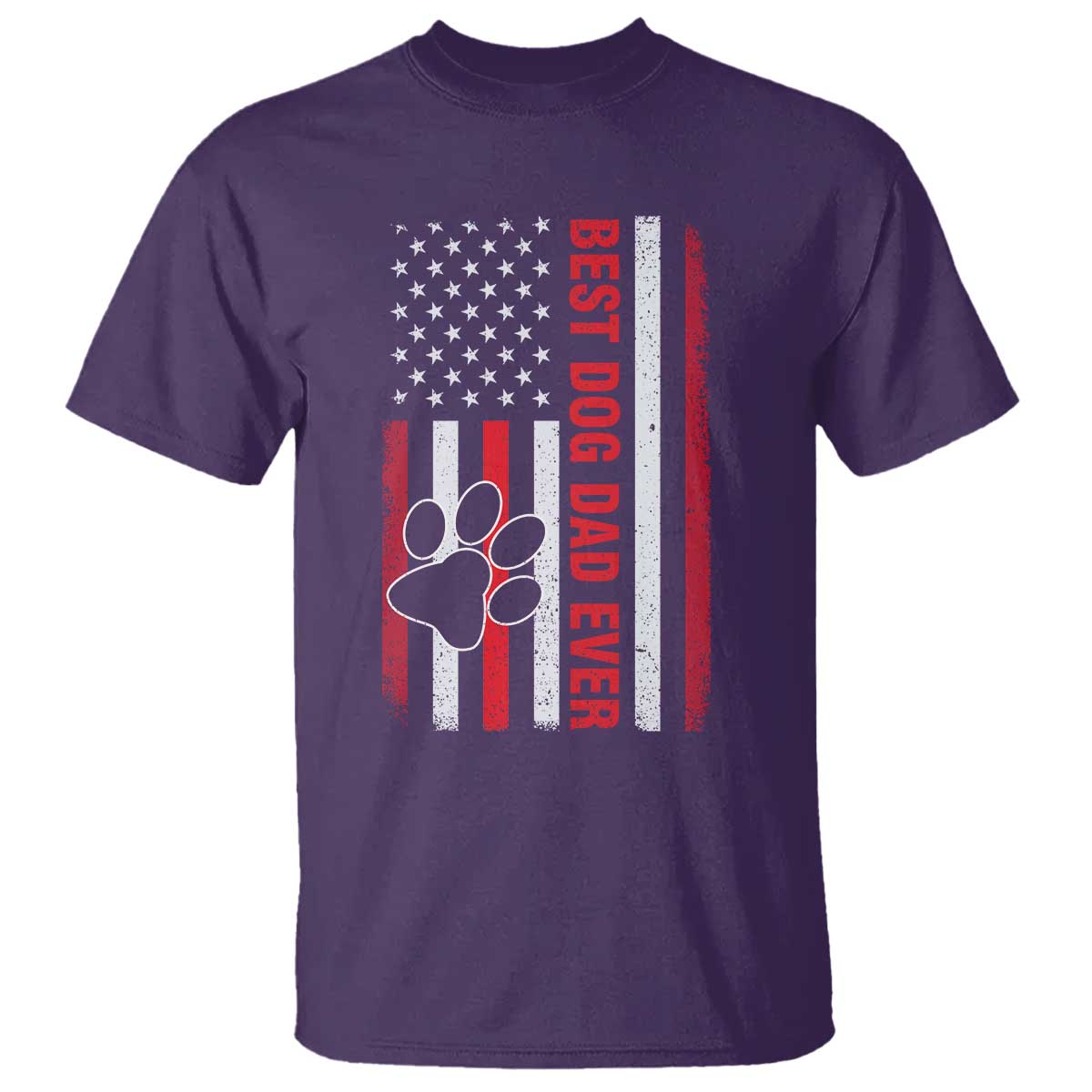 Funny Best Dog Dad Ever T Shirt Fathers Day Vintage American Flag Paw Prints TS11 Purple Print Your Wear