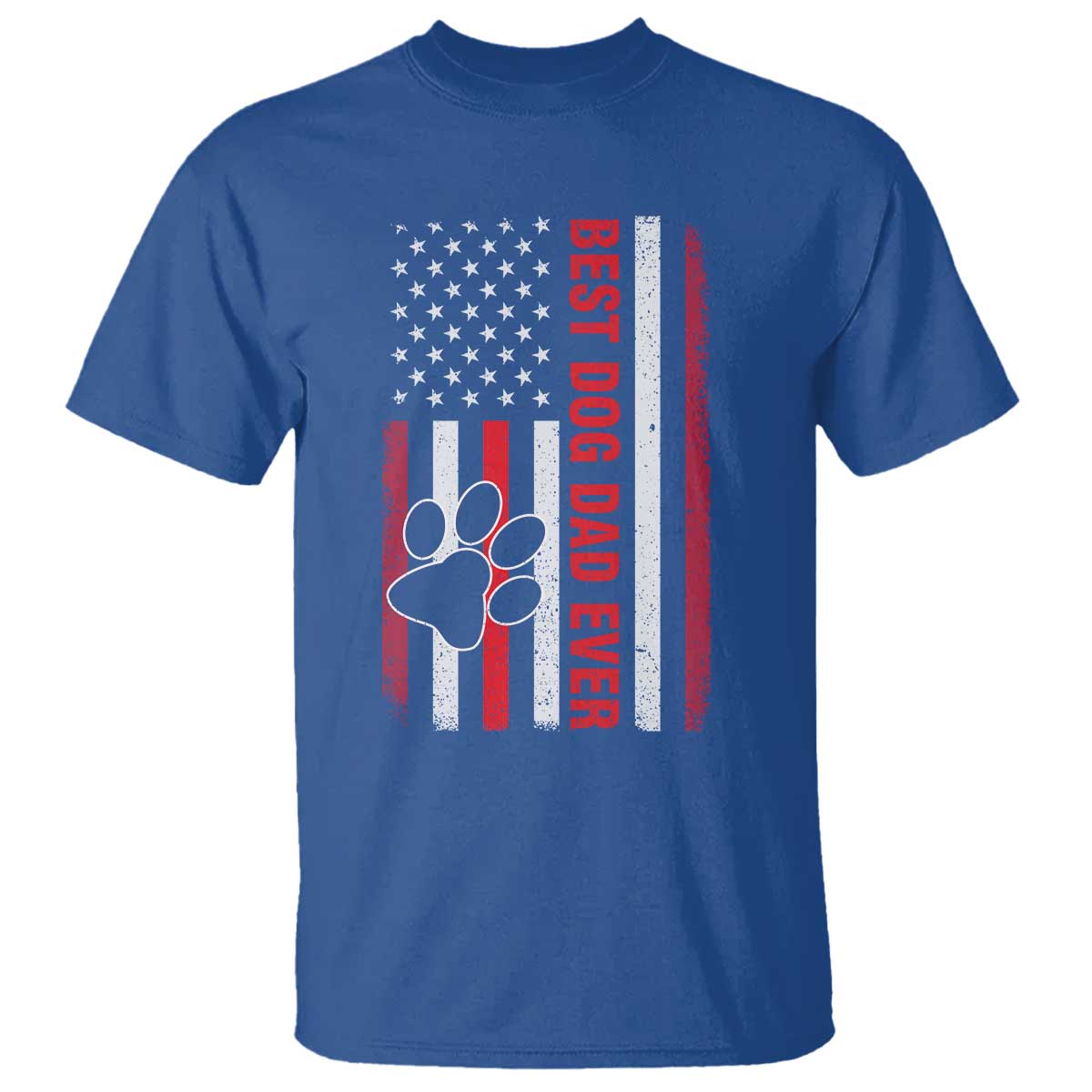 Funny Best Dog Dad Ever T Shirt Fathers Day Vintage American Flag Paw Prints TS11 Royal Blue Print Your Wear