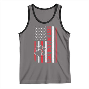 Funny Best Dog Dad Ever Tank Top Fathers Day Vintage American Flag Paw Prints TS11 Deep Heather Black Print Your Wear