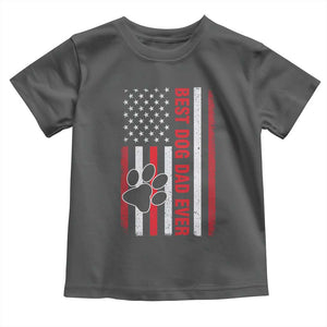 Funny Best Dog Dad Ever Toddler T Shirt Fathers Day Vintage American Flag Paw Prints TS11 Dark Heather Print Your Wear