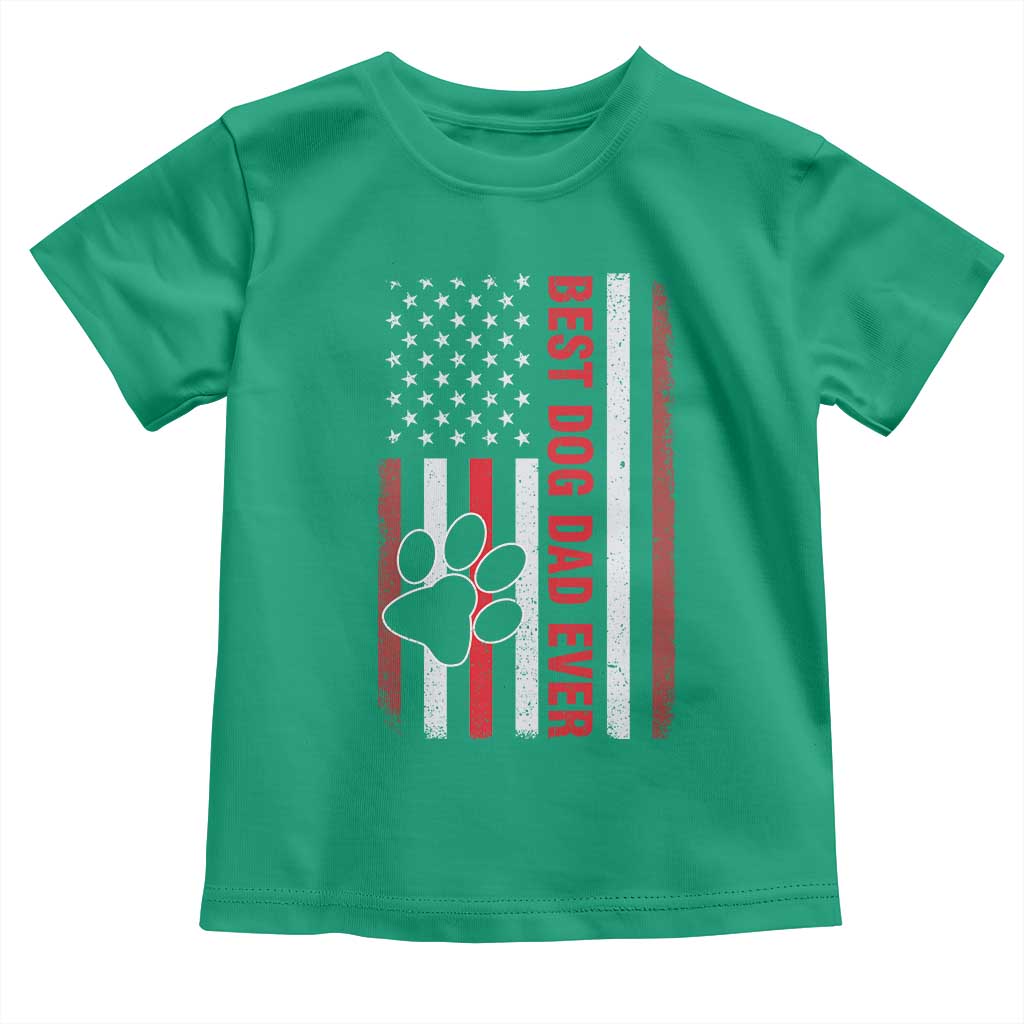 Funny Best Dog Dad Ever Toddler T Shirt Fathers Day Vintage American Flag Paw Prints TS11 Irish Green Print Your Wear