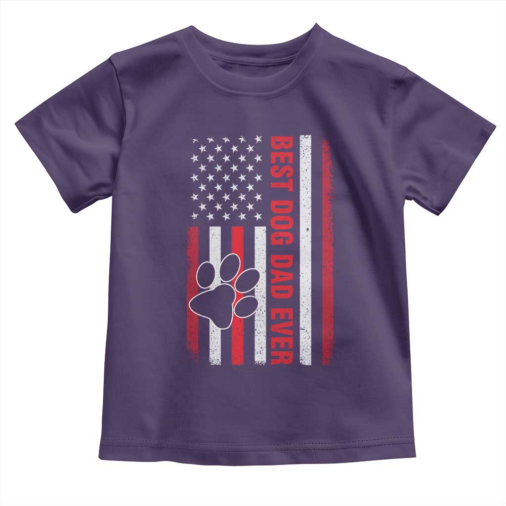 Funny Best Dog Dad Ever Toddler T Shirt Fathers Day Vintage American Flag Paw Prints TS11 Purple Print Your Wear