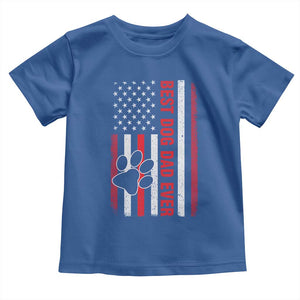 Funny Best Dog Dad Ever Toddler T Shirt Fathers Day Vintage American Flag Paw Prints TS11 Royal Blue Print Your Wear