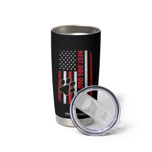 Funny Best Dog Dad Ever Tumbler Cup Fathers Day Vintage American Flag Paw Prints TS11 Print Your Wear
