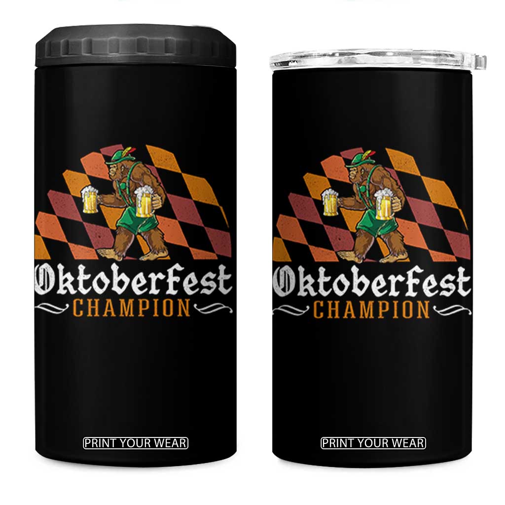 Funny Bigfoot 4 in 1 Can Cooler Tumbler Oktoberfest Champion Beer Lederhosen TS11 One Size: 16 oz Black Print Your Wear