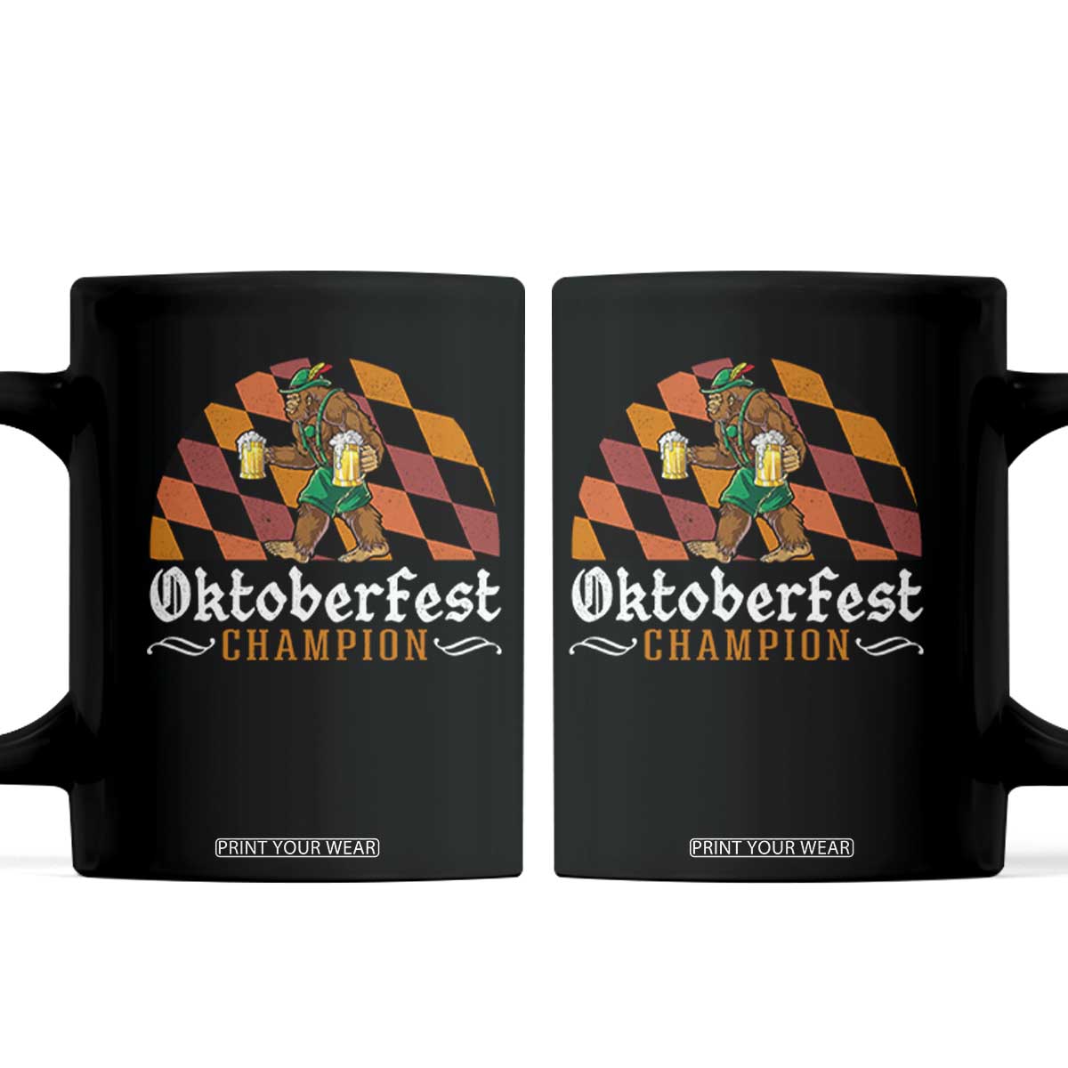 Funny Bigfoot Coffee Mug Oktoberfest Champion Beer Lederhosen TS11 Black Print Your Wear