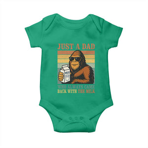Funny Bigfoot Dad Baby Onesie Just A Dad Who Always Came Back With The Milk Retro Father's Day TS02 Irish Green Print Your Wear