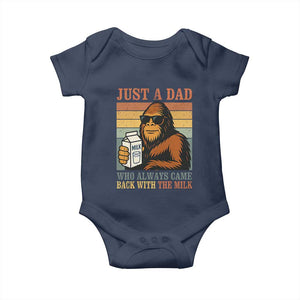 Funny Bigfoot Dad Baby Onesie Just A Dad Who Always Came Back With The Milk Retro Father's Day TS02 Navy Print Your Wear